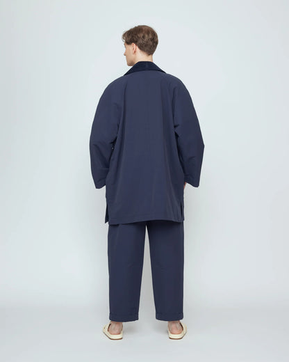 7115 by Szeki Unisex Mid-Length Duster - Navy