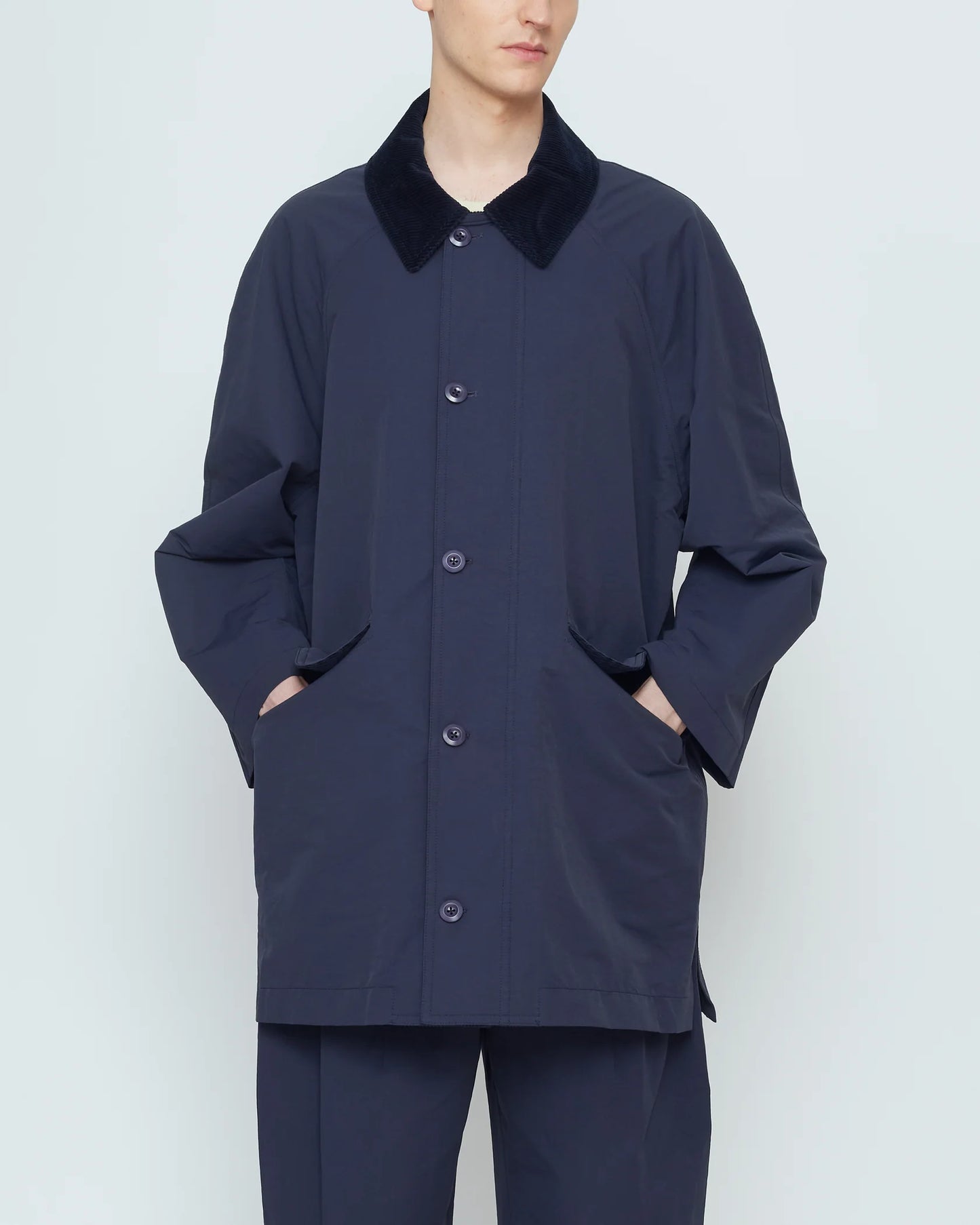 7115 by Szeki Unisex Mid-Length Duster - Navy