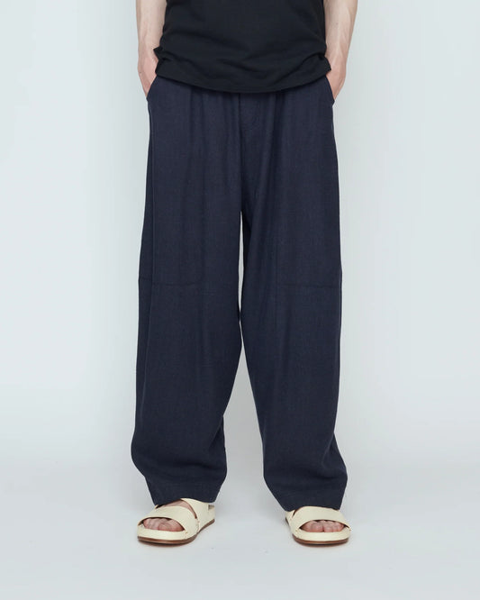 7115 by Szeki Unisex Elastic Panel Barrel Trousers - Navy Black
