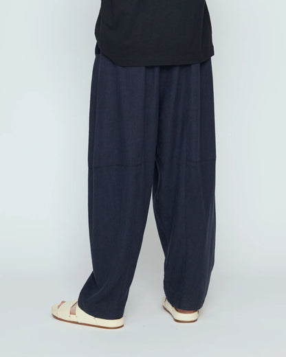 7115 by Szeki Unisex Elastic Panel Barrel Trousers - Navy Black