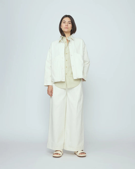 7115 by Szeki Signature Panel Pocket Jacket - Pearl White