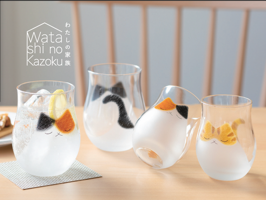 Aderia Retro Cat Family Glass - 3 Colours