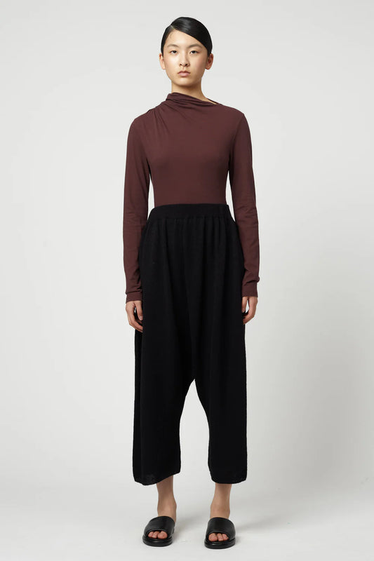 Atelier Delphine Shirred Neck Rib Top - Plum