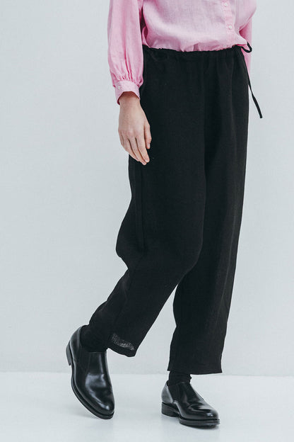 Fog Linen Work Aubrey Tapered Pants - Black