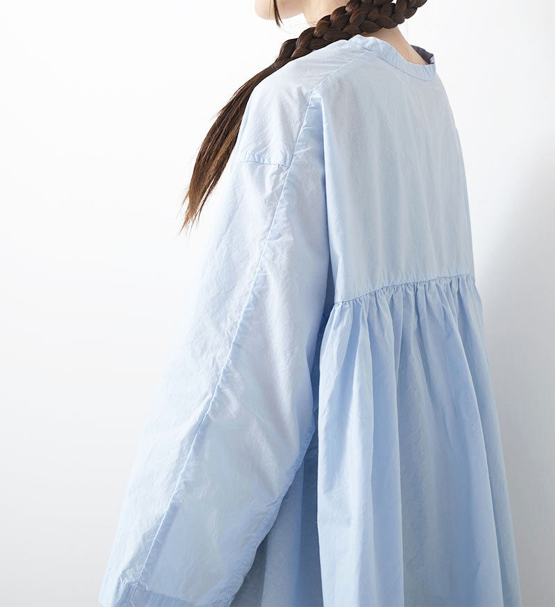 Veritecoeur Cotton Gathered Blouse - Blue (ST-167C)