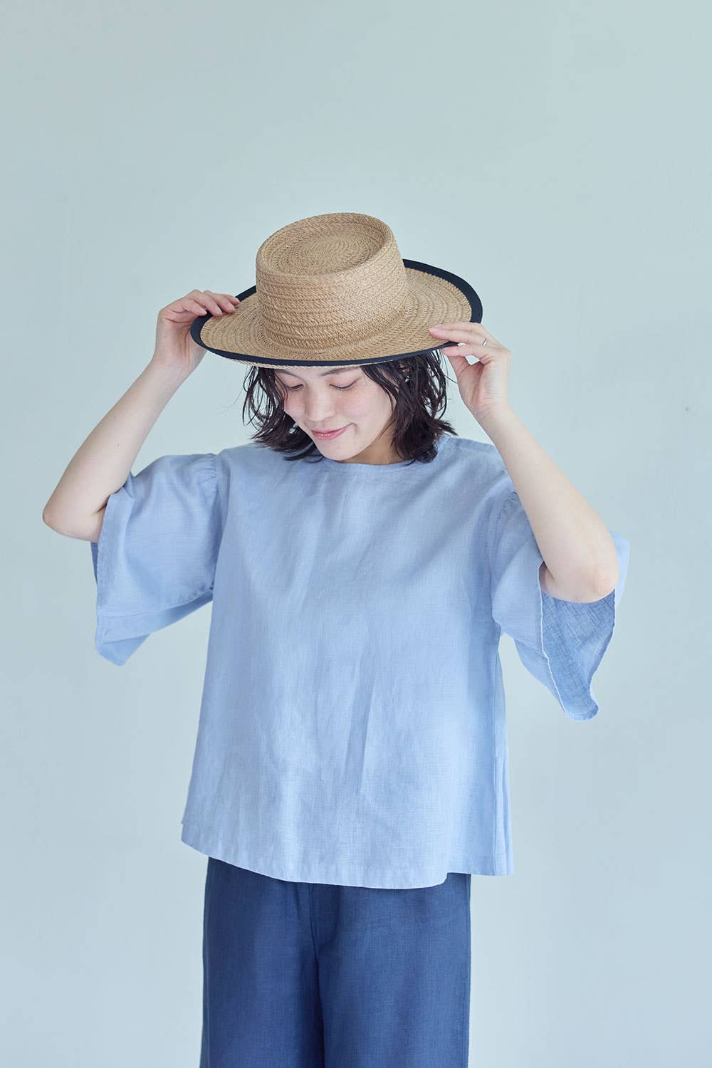 Fog Linen Work Connie Top Blue Pale