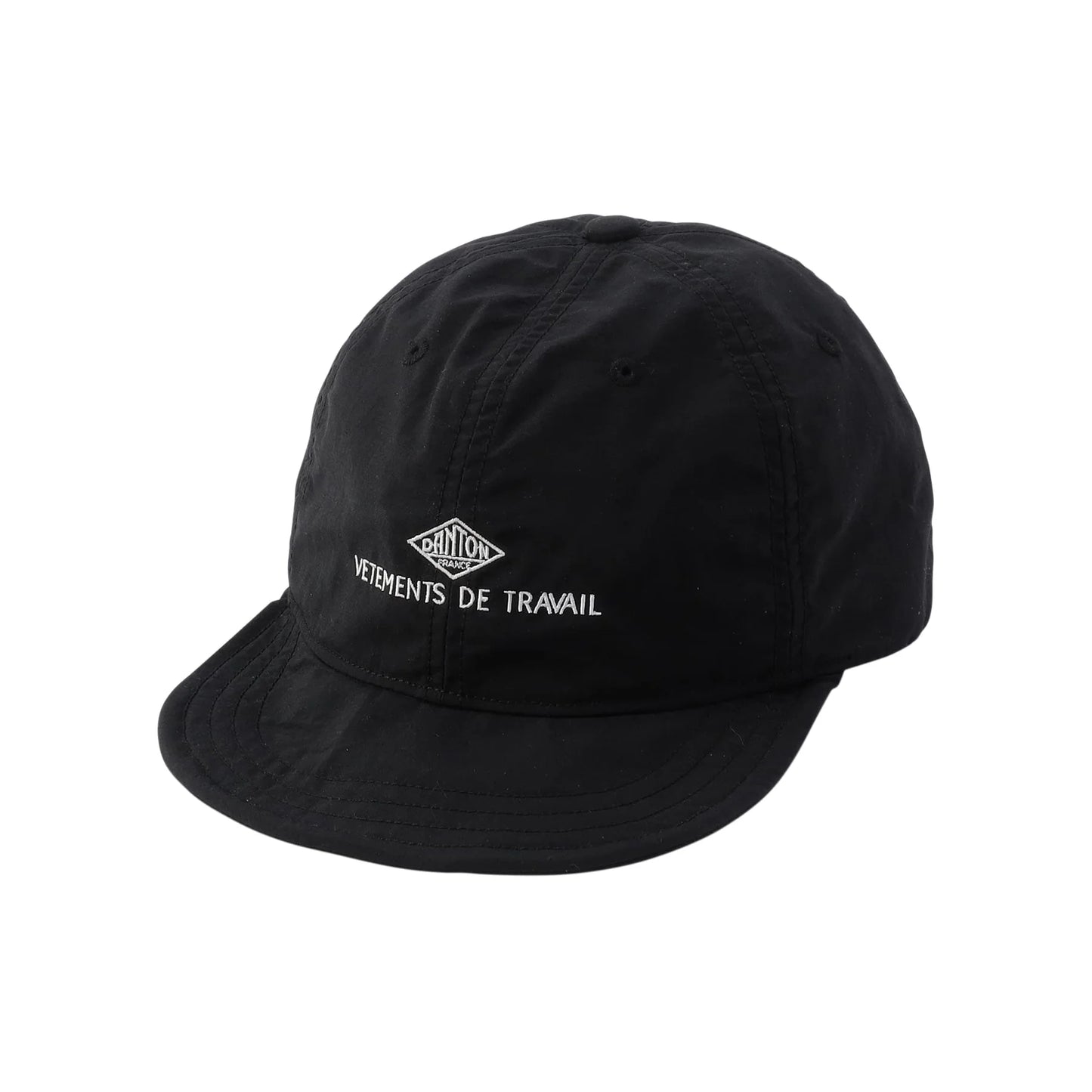 Danton 6-Panel Nylon Taffeta Flat Brim Baseball Cap - Black