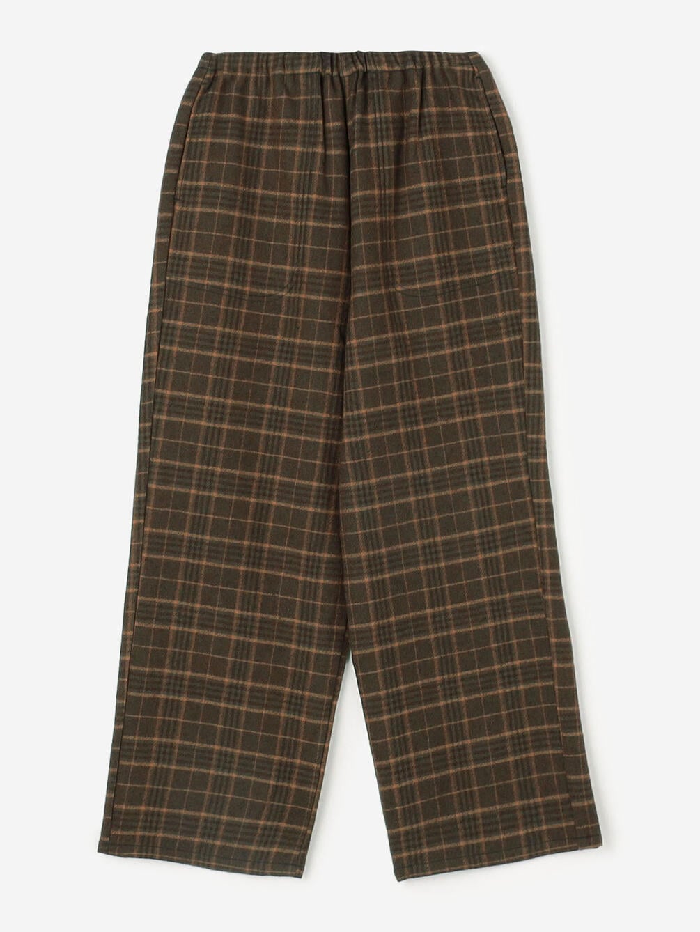 [50% off] Danton Woman's Wool Straight Easy Pants - Orange x Green Checks