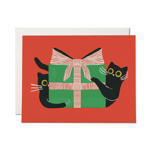 Holiday Black Cat greeting card