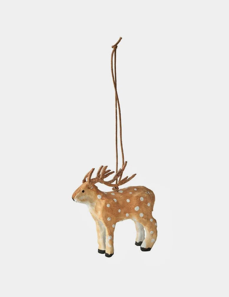Paper Mache Reindeer Ornament by Fog Linen Work