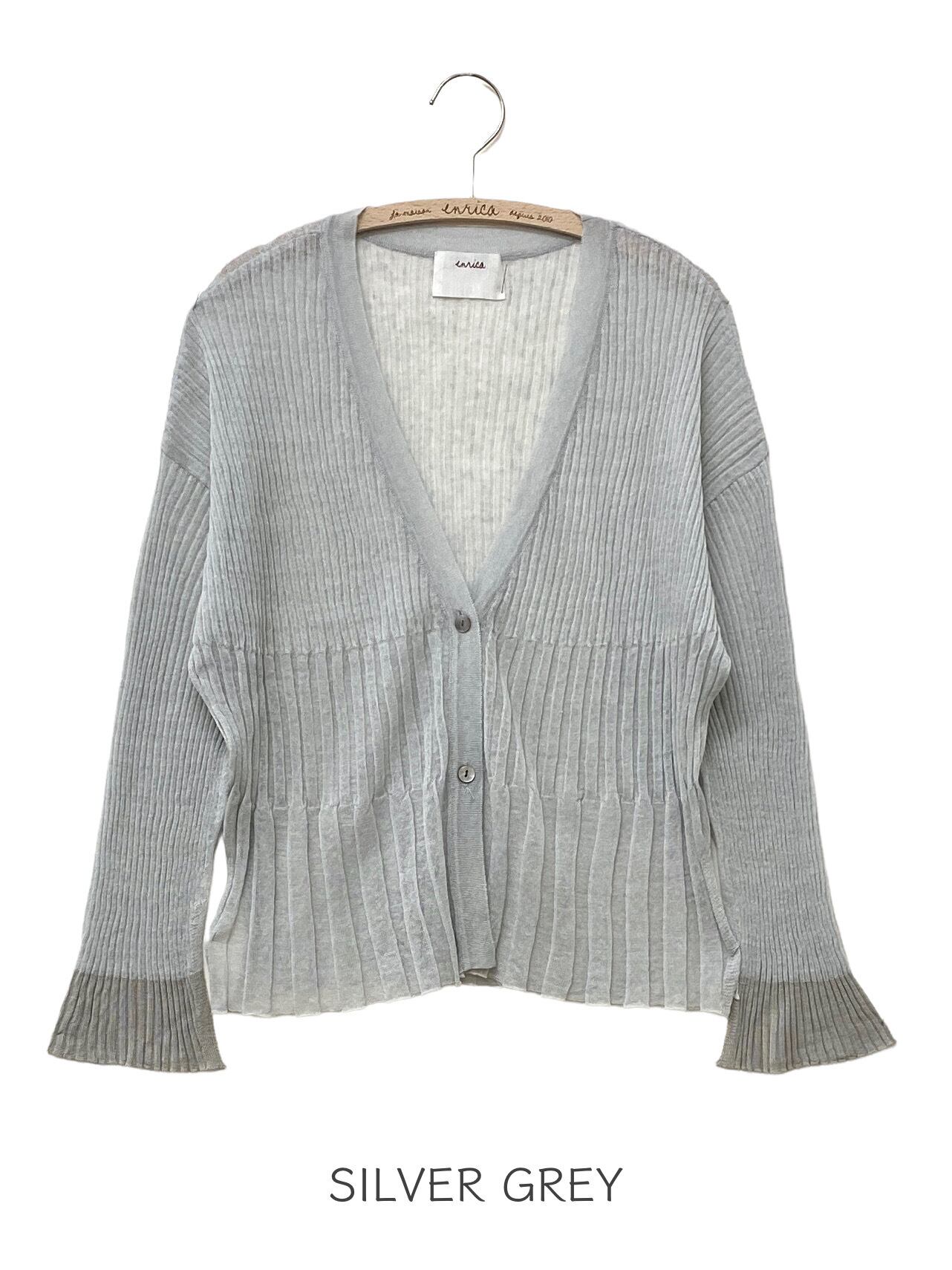 ENRICA Light Linen Rib Knit Cardigan - Silver Grey