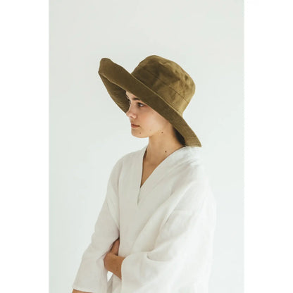 Fog Linen Work Linen Large Brim Atlin Hat - Epinard