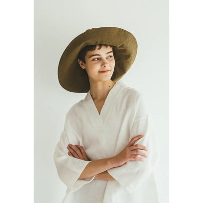 Fog Linen Work Linen Large Brim Atlin Hat - Epinard