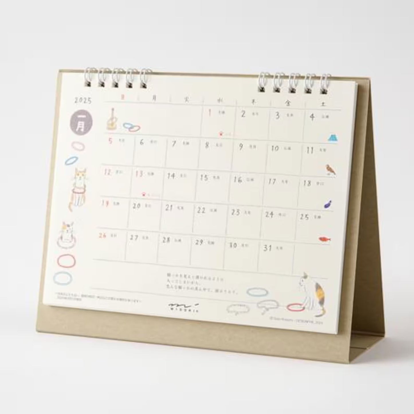 Midori 2025 Stand Cat Ring Calender