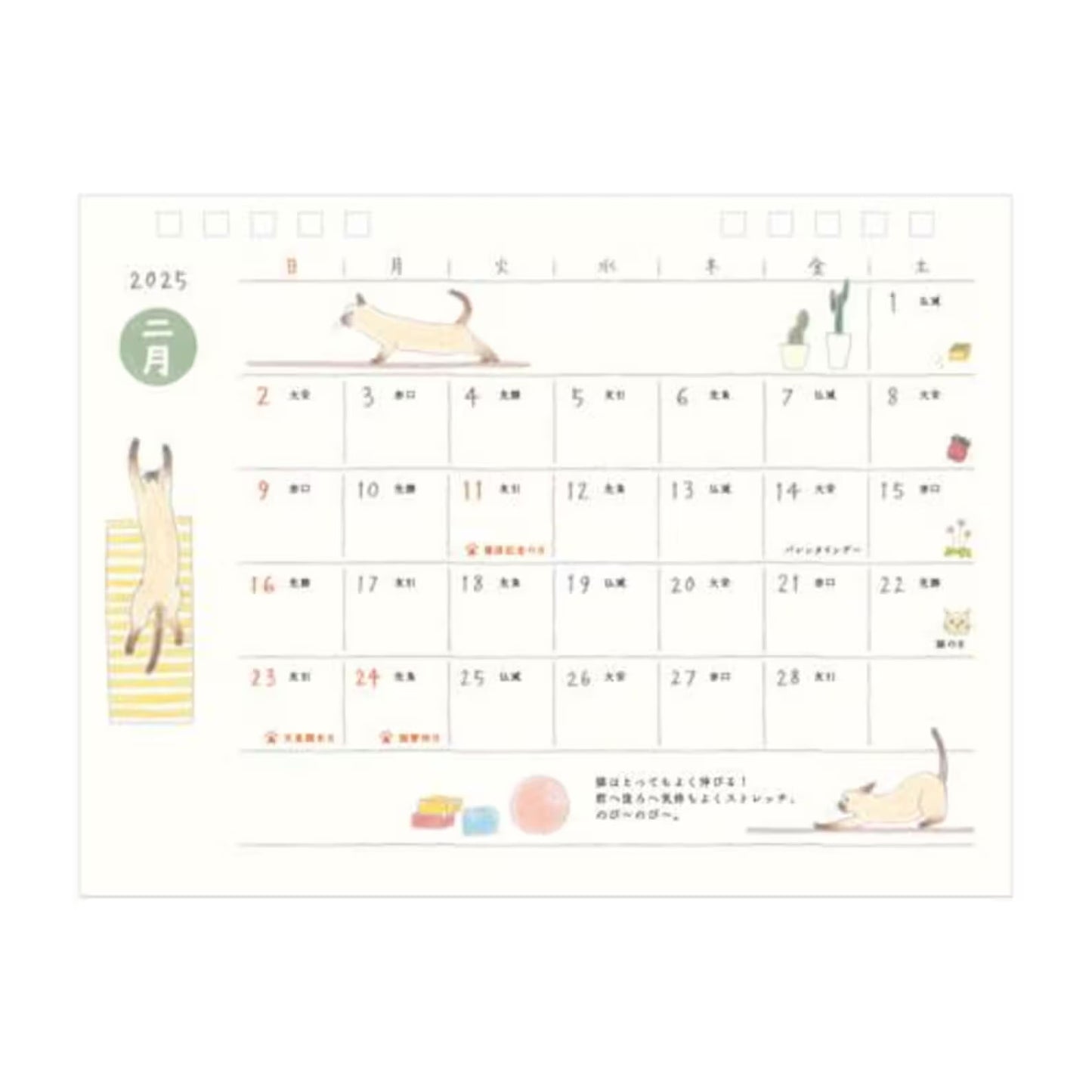 Midori 2025 Stand Cat Ring Calender