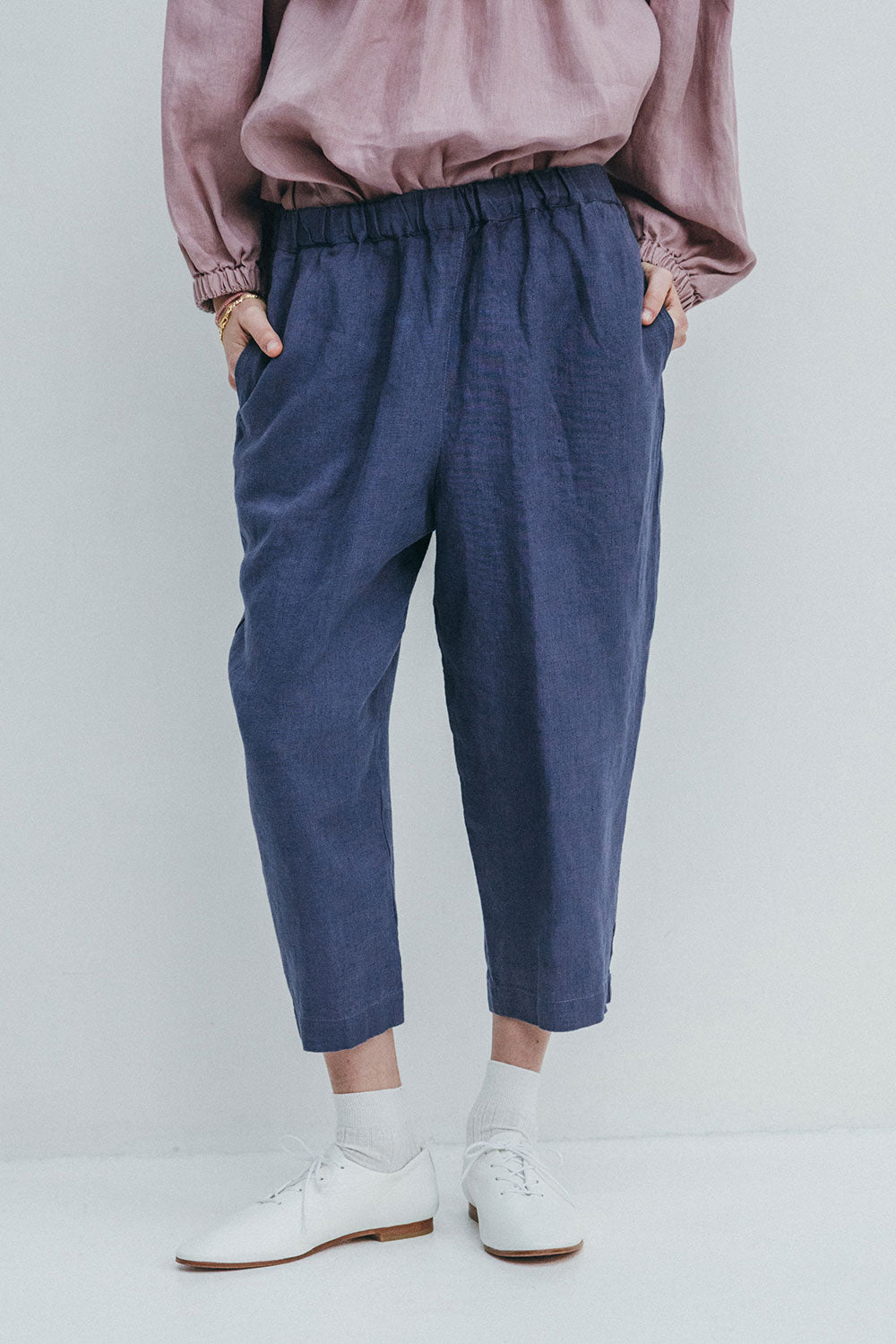 Fog Linen Work Isla Wide Pants - Blue Fume
