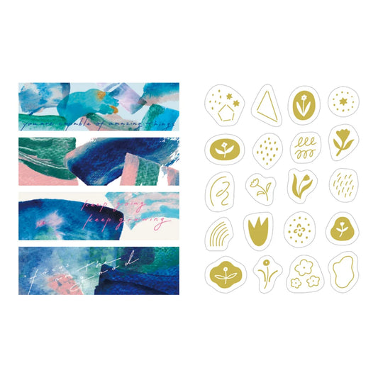 King Jim Kitta Collage Washi Tape Set - Blue