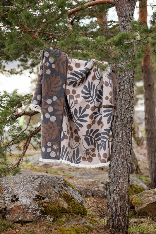 Lapuan Kankurit Pihapuu Blanket - Beige/Brown/Black