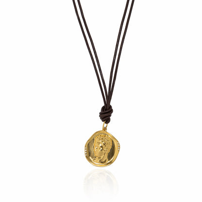 HERMINA ATHENS - Hermis Large Luster Moca Leather Necklace