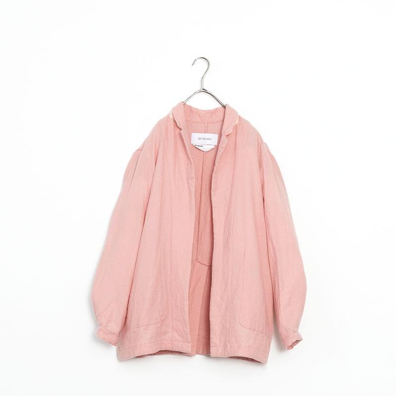 Veritecoeur Buttonless Wool Coat - Salmon Pink