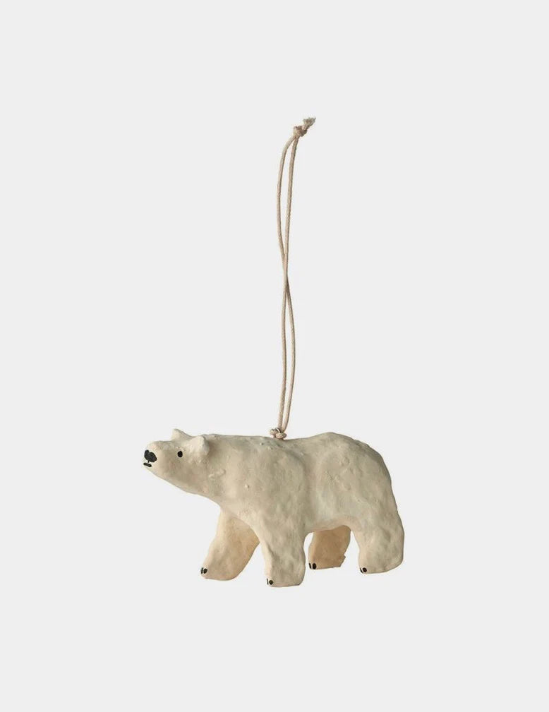 Paper Mache Polar Bear Ornament by Fog Linen Work