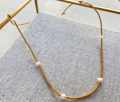 Shyla Cami Necklace Pearl and Gold