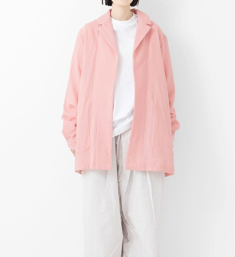 Veritecoeur Buttonless Wool Coat - Salmon Pink