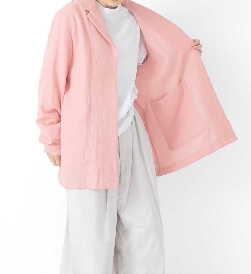 Veritecoeur Buttonless Wool Coat - Salmon Pink