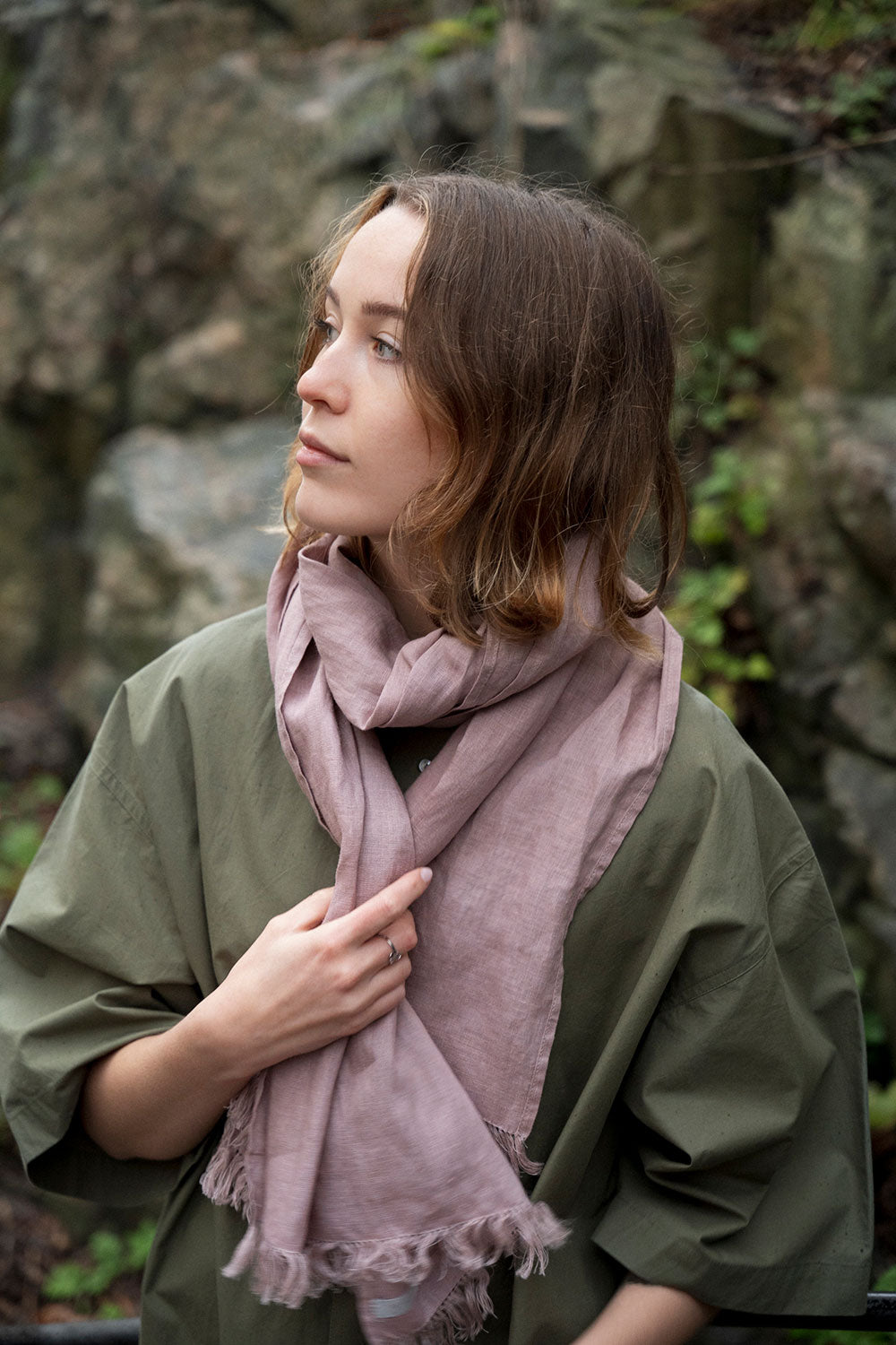 Fog Linen Work Roserie Linen Scarf - Rose