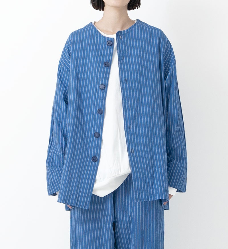 Veritecoeur Chef Shirt Jacket - Blue Stripe (VC-2633B)