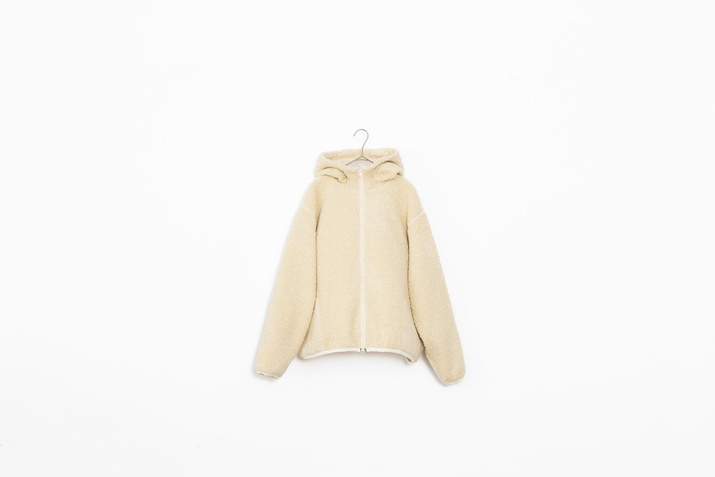 Veritecoeur Sheep Boa Zip Hooded Jacket - Ivory