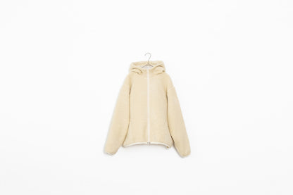 Veritecoeur Sheep Boa Zip Hooded Jacket - Ivory