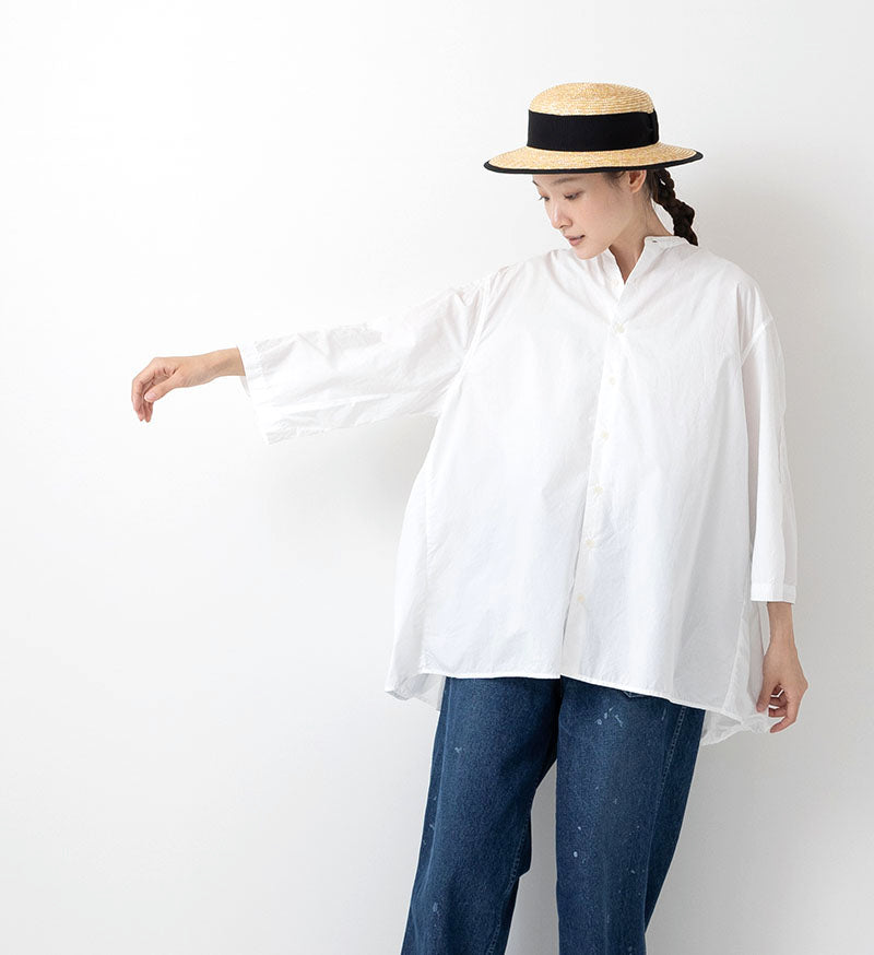 Veritecoeur Cotton Gathered Blouse - White (ST-167C)