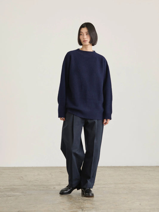 Nicholson & Nicholson Wavy Wool Knitted Sweater - Navy