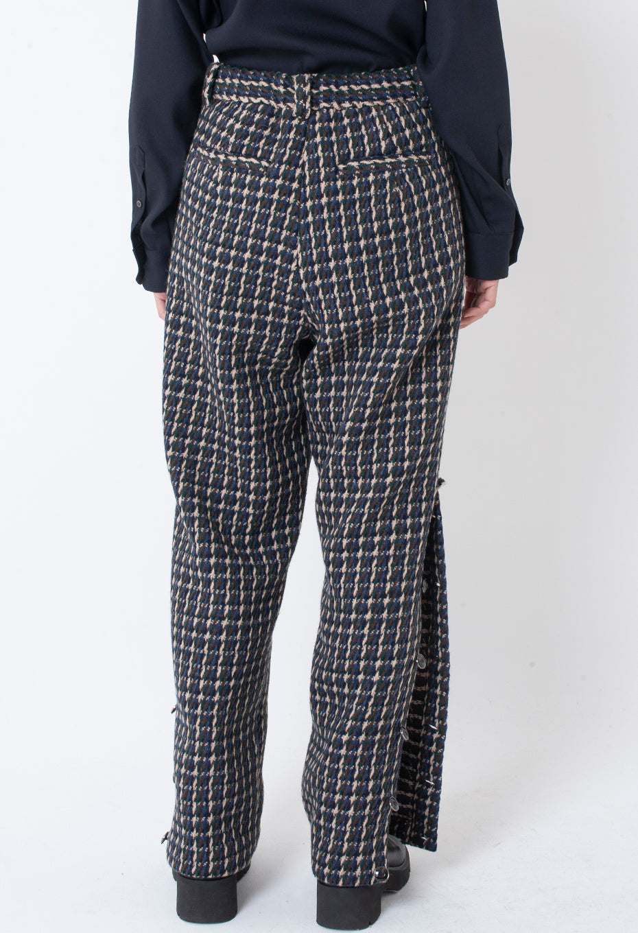 [50% off] Blue Blue Japan Woven Recycle Wool Side Button Tapered Pants
