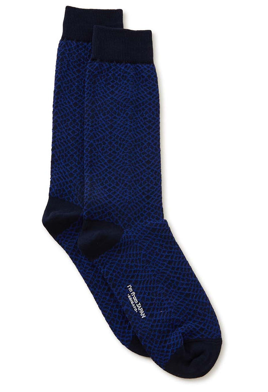 Blue Blue Japan Unisex Knitted "Minamo (Water Surface)" Wave Socks - Navy