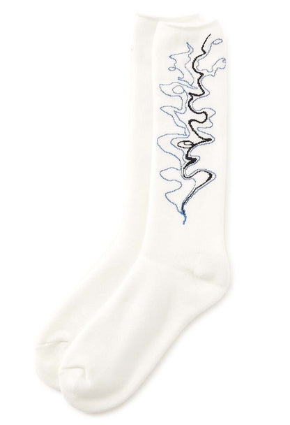 Blue Blue Japan Unisex Knitted Jacquard Pile socks - White