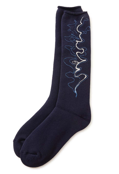 Blue Blue Japan Unisex Knitted Jacquard Pile socks - Navy