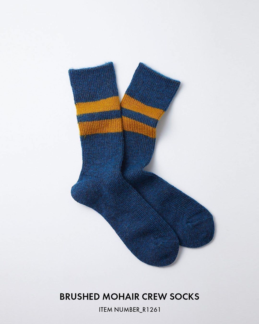 Rototo Brushed Mohair Crew Socks - Dark Blue
