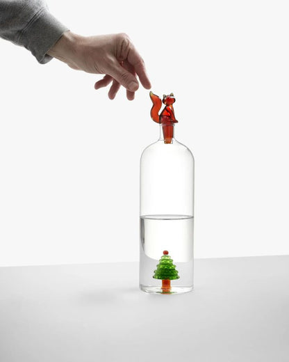 ICHENDORF Milano WOODLAND TALES Water Bottle (Christmas Tree Inside & Fox On Top)