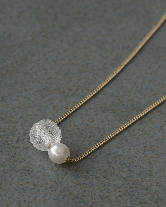 Hario Glass K10 Necklace - Snow Pearl