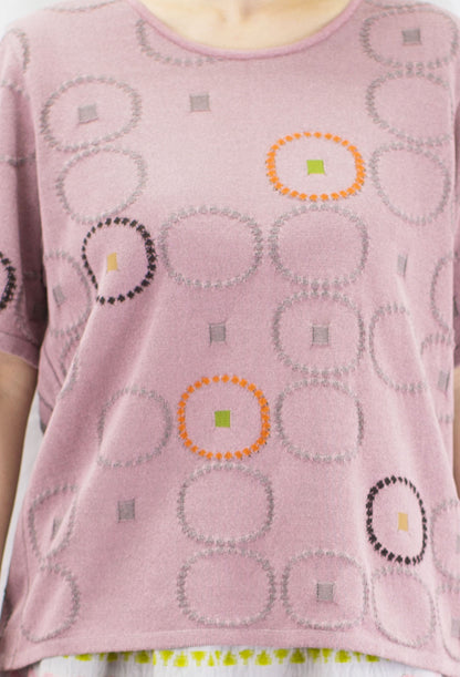 [50% off] Fuga Fuga Dots & Circle Knitted Pullover - Pink