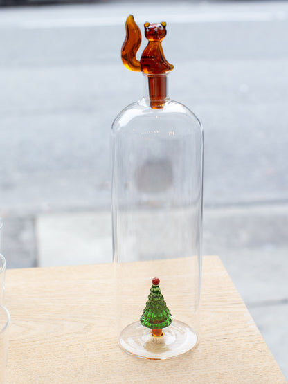 ICHENDORF Milano WOODLAND TALES Water Bottle (Christmas Tree Inside & Fox On Top)