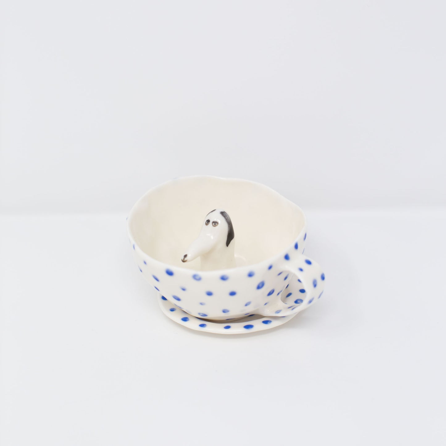 Blue Polka Dot Dog Cup by Eleonor Bostrom