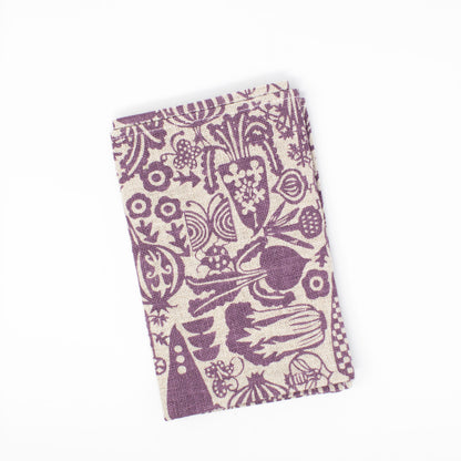 Classiky Linen Towel/Dish Cloth-Purple Veggie by Mihoko Seki 関 美穂子