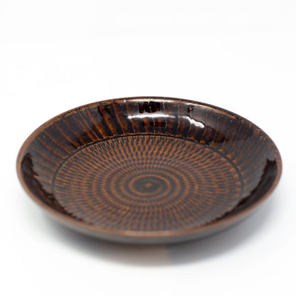 Koishiwara Pottery 小石原烧 - Dark Brown Plate (BR9)