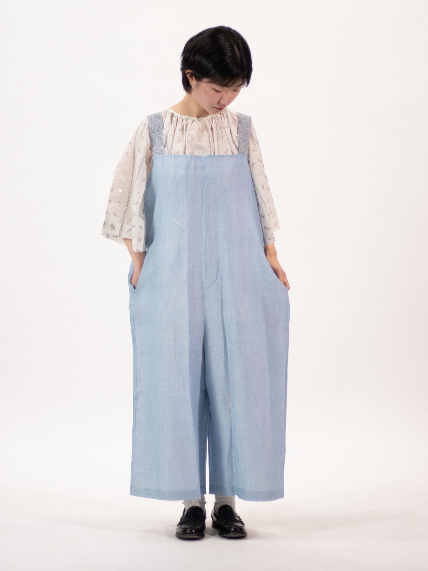 Bunon Embroidery Overall - Icy Blue