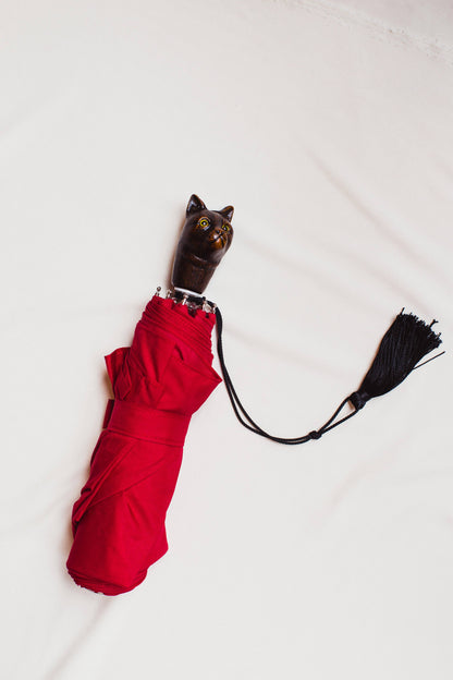 Guy De Jean Compact Umbrella (Cat/Red)
