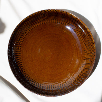 (20% off) Koishiwara Pottery 小石原烧 - Dark Brown Plate (BR3)