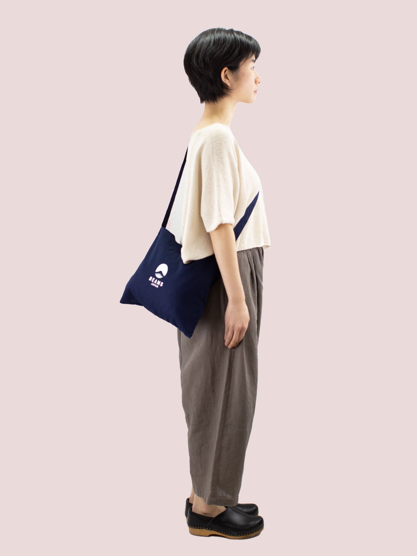 BEAMS Japan Shoulder Bag - Navy x White